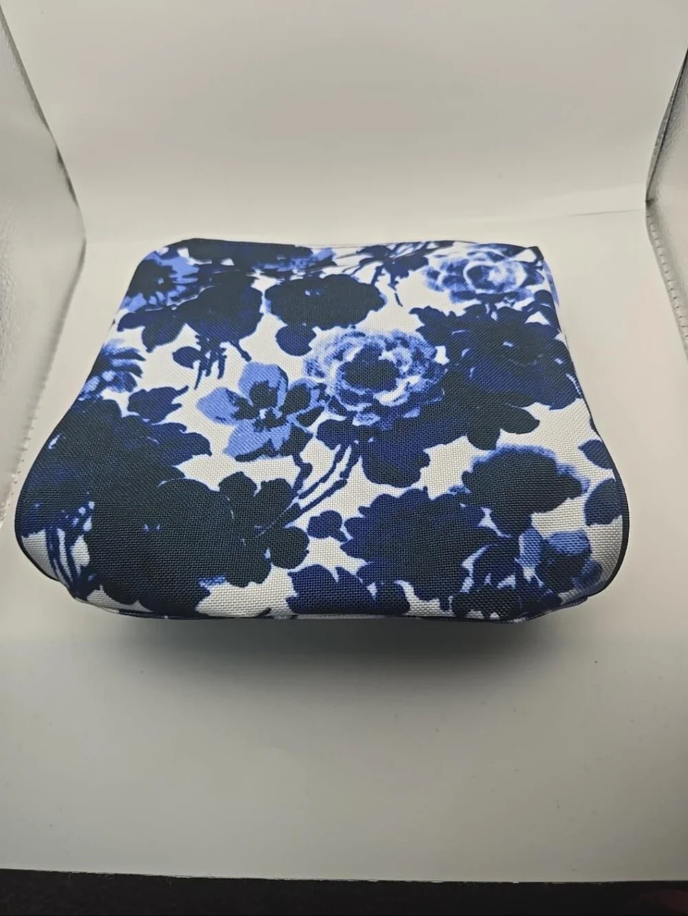 Blue White Floral Cosmetic Makeup Bag